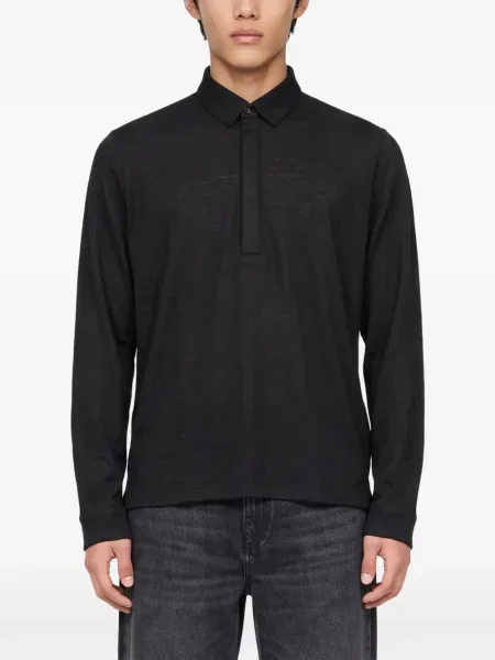 Μακρύς polo Manifatture Del Nord μαύρο