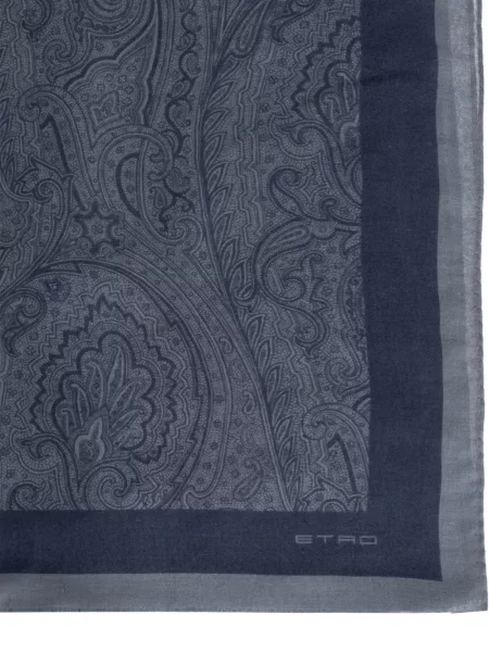 Fular Etro cu imagine cu model paisley albastru