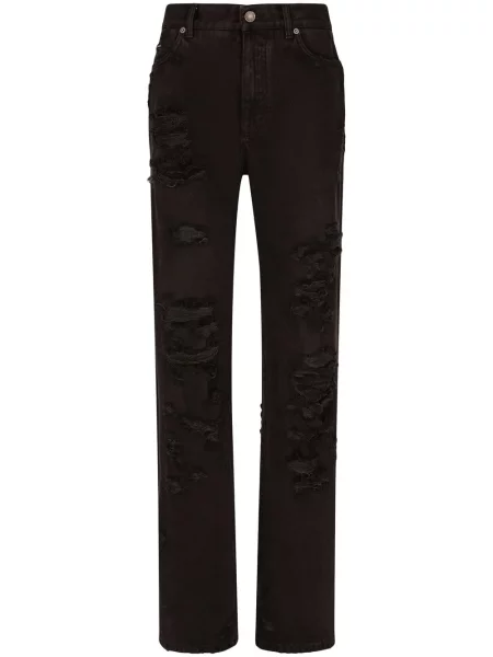 Proste jeansy Dolce And Gabbana z dziurami czarne