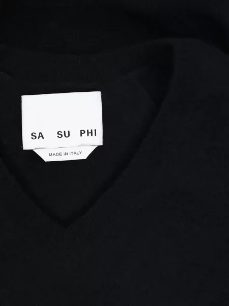 Pulover Sa Su Phi cu decolteu în V negru