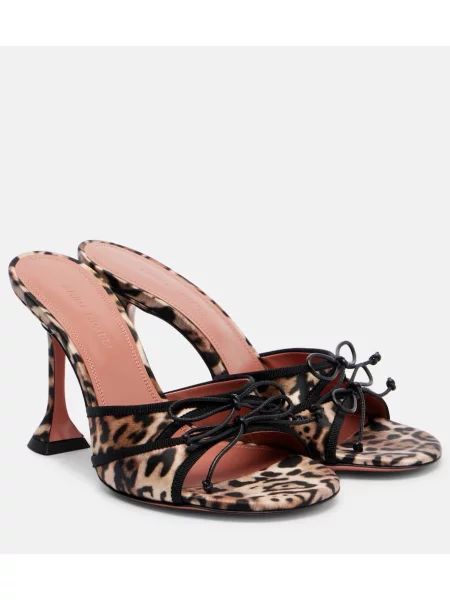 Mules Amina Muaddi s potiskom z leopardjim vzorcem bež