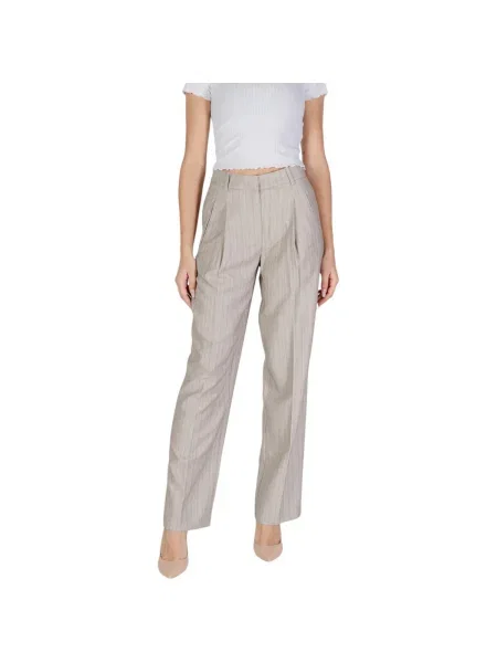 Pantaloni Vero Moda cu model herringbone gri