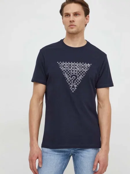 Тениска Guess с апликация тъмносиньо
