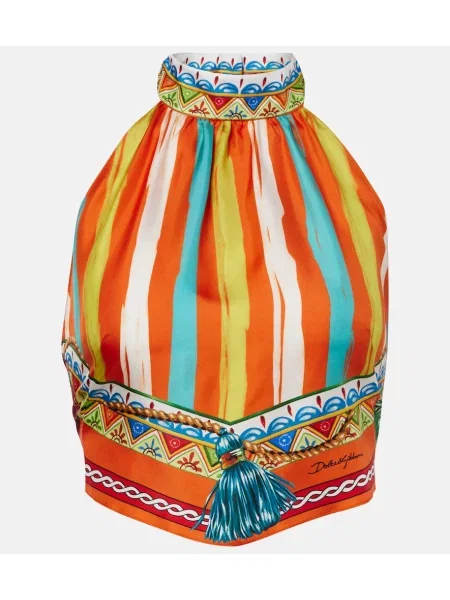 Top Dolce&gabbana de mătase cu dungi cu gât halter