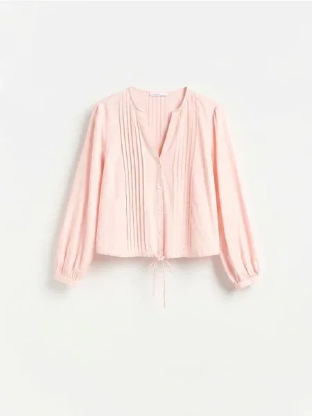 Reserved BLUZĂ CU PLIURI roz-pastel roz