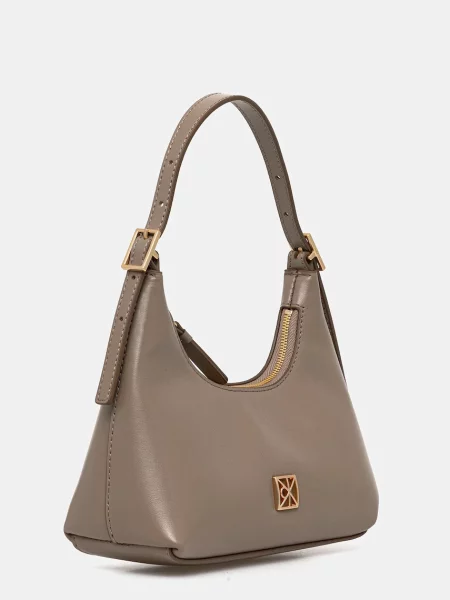 Kožená kabelka Calvin Klein béžová