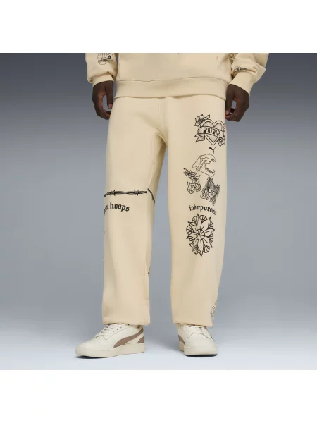 PUMA spodnie dresowe do koszykówki Swish N Ink Akcesoria S beżowy