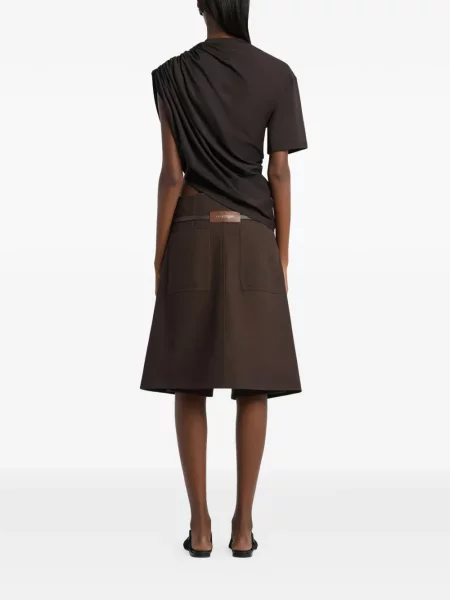 Koszulka Courreges asymetryczna drapowana brązowa
