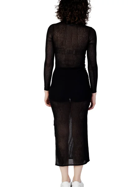 Długa przezroczysta sukienka jeansowa Calvin Klein Jeans żakardowa czarna