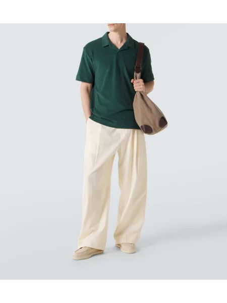 Tricou polo Sunspel din material terry verde