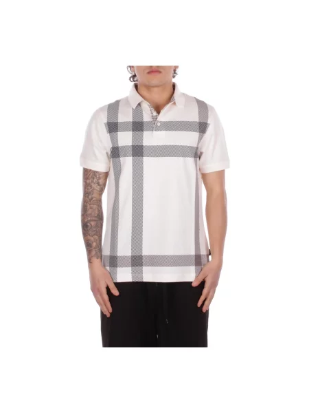 Koszulka polo Barbour w kratę biała