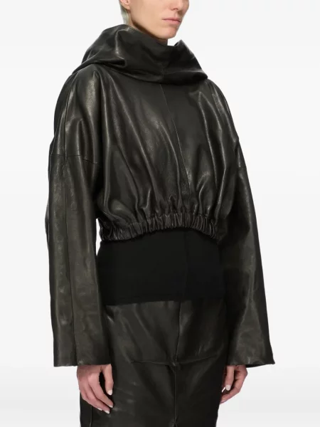 Hanorac cu glugă Rick Owens din piele negru
