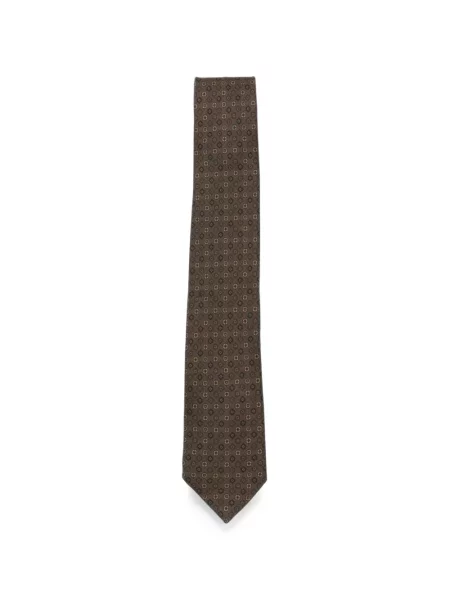 Cravată Ferragamo cu imprimeu geometric maro