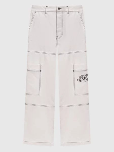 Штани-карго з вишивкою логотипа Off-white білі