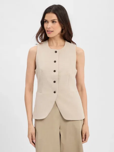Msch Copenhagen kamizelka garniturowa MSCHMirabelle Michelle Kobiety jednolity XS/S beżowy