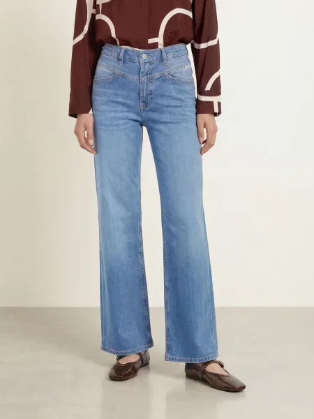 Opus Pants Široké Džíny Meni Toile mid blue modré