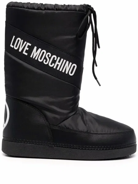 Botine Love Moschino cu șireturi cu imagine din dantelă negru