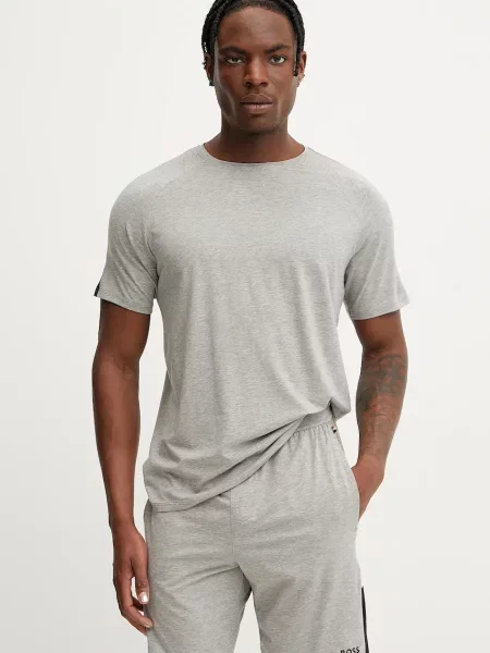 BOSS tricou lounge bărbați gri cu imprimeu negru