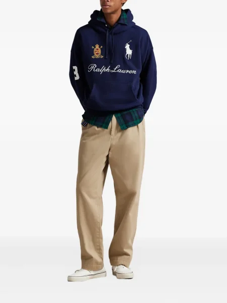 Șapcă Polo Ralph Lauren cu broderie din țesătură twill în carouri albastru