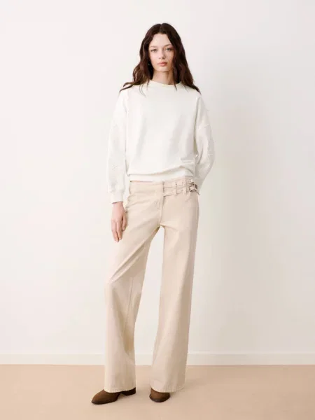Bluza z haftem na rękawach złamana biel Teen XXS MANGO TEEN