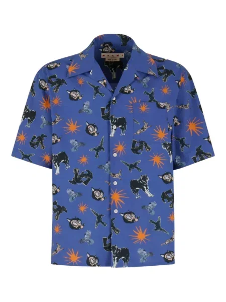 Krátká košile Marni s potiskem modrá
