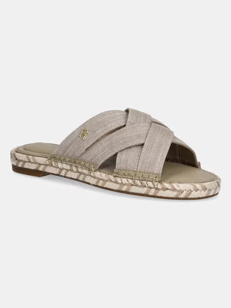 Tommy Hilfiger papuci CHAMBRAY ESPADRILLE MULE bej