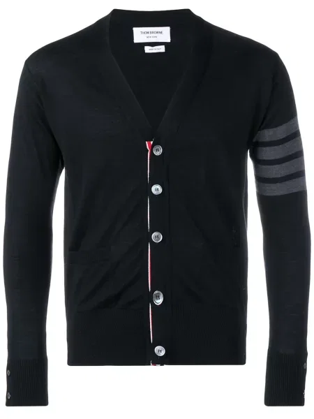Cardigan Thom Browne de lână cu decolteu în V negru