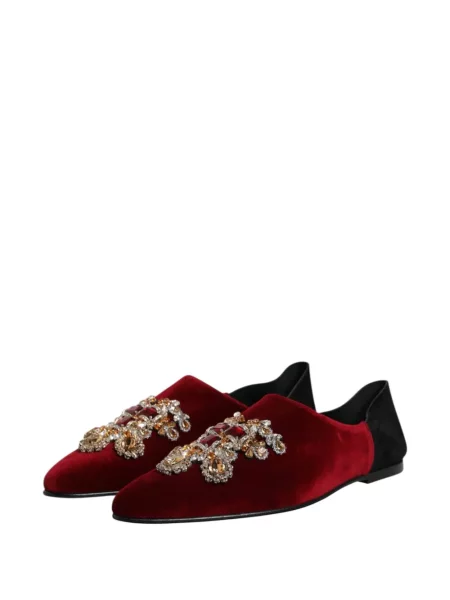 Pantofi loafer Dolce & Gabbana de catifea roșu