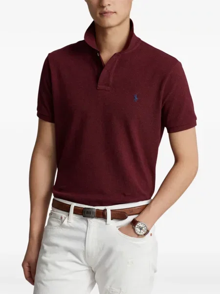 Tricou polo Polo Ralph Lauren cu glugă cu blană cu broderie roșu