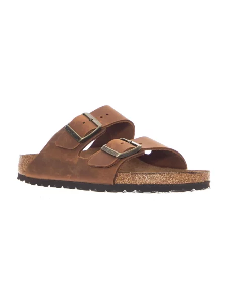 Klapki Birkenstock skórzane brązowe