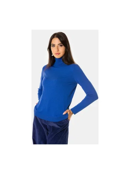 Sweter z golfem Weekend Max Mara wełniany do golfa niebieski