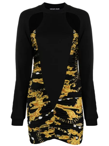 Rochie din denim Versace Jeans Couture cu imagine negru