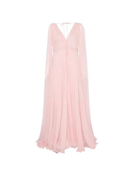 Rochie maxi Silk Love & Lace de mătase roz