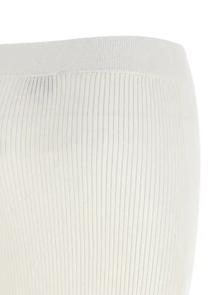 Fustă midi Ganni cu nervuri alb