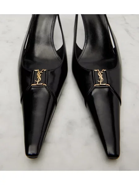 Pantofi cu toc Saint Laurent slingback negru