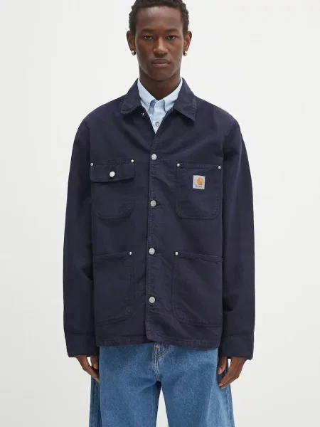 Carhartt Wip Kurtki Mężczyzna L Granatowa Kurtka Robocza Nowoczesny Styl niebieski