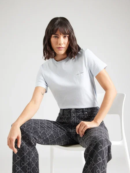Calvin Klein Jeans Tricou albastru deschis negru