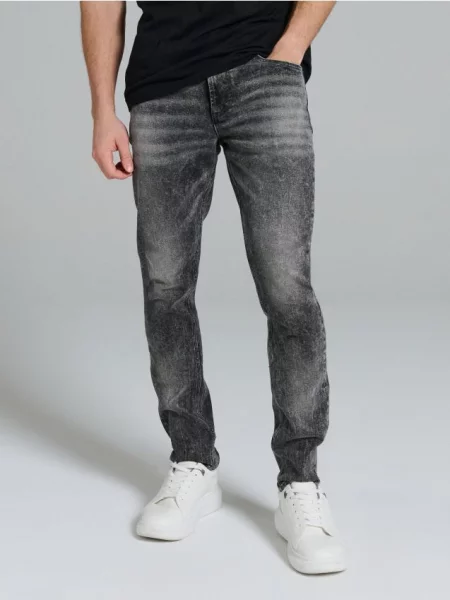 Sinsay Jeansy slim fit z efektem sprania szary