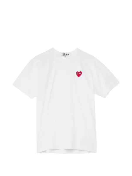Tricou Comme Des Garcons Play cu motiv cu inimi alb