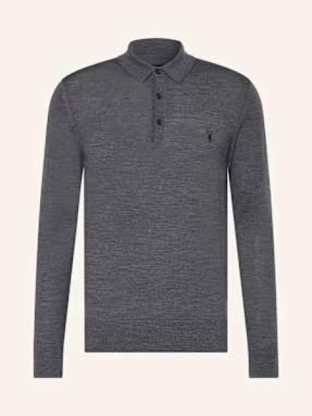 Allsaints Úpletová Polokošile Mode Z Merino Vlny šedá