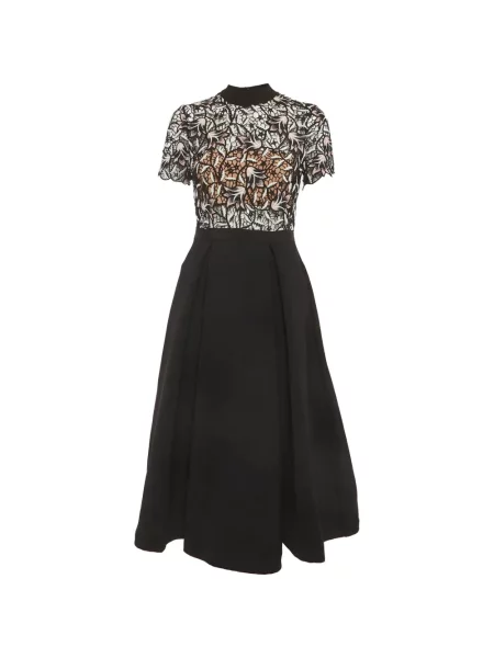Rochie midi Self-portrait din dantelă negru