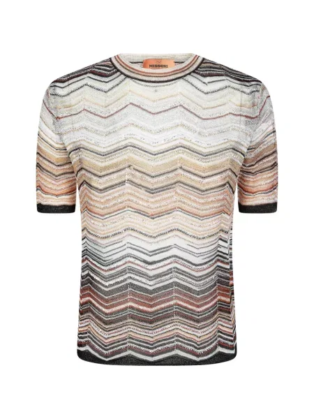 Tricou Missoni cu decolteu rotund scurt alb