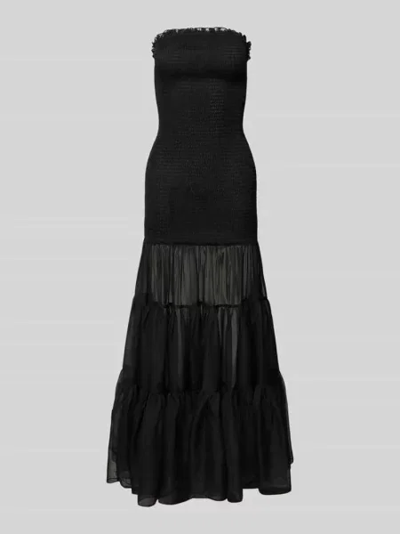 Sukienka wieczorowa z marszczonymi detalami model ‘AZURA’ Bardot czarna