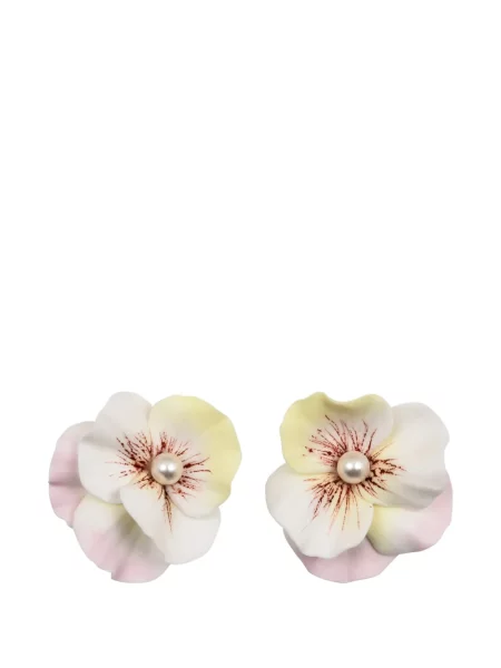Cercei Jennifer Behr cu model floral alb