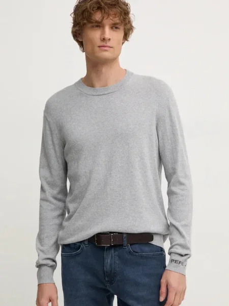 Пуловер с вълна Pepe Jeans NEW ANDRE CREW NECK мъжки от лека материя сиво