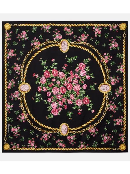 Fular Dolce&gabbana de mătase cu model floral negru