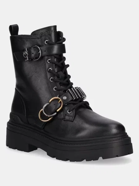Кожени кубинки Pinko Mia 19 с платформа черно