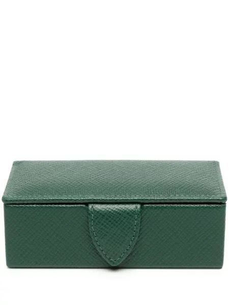 Butoni de manșetă Smythson din piele verde
