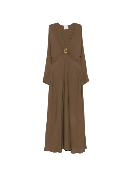 Rochie maxi Forte_forte cu decolteu în V verde