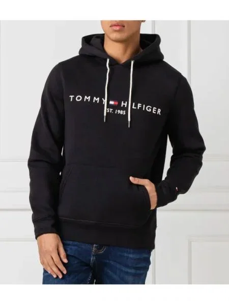 Tommy Hilfiger hanorac TOMMY LOGO HOODY negru